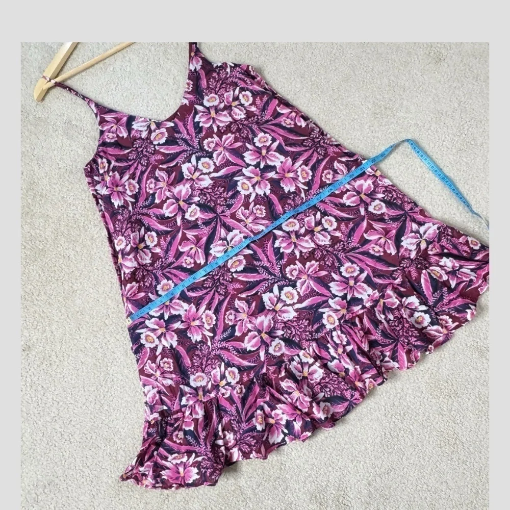& Other Stories Dress Drop Waist Shoulder Straps Ruffle Bottom Floral Slip Dress